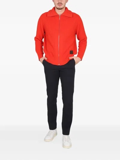 Paul Smith Zipped-ribbed Knitwear In Orange