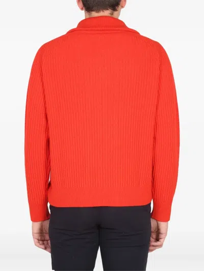 Paul Smith Zipped-ribbed Knitwear In Orange