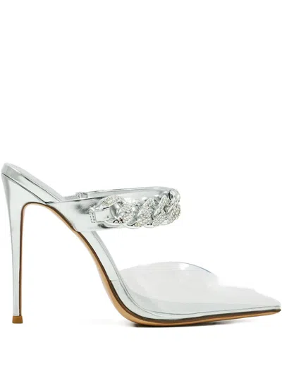 Femme La 120mm Aspen Chain-detail Mules In White