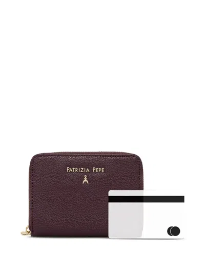 Patrizia Pepe Logo-lettering Zipped Wallet In Burgundy