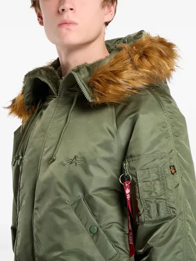 Alpha Industries Hooded Heritage Jacket In Green