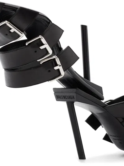 Balenciaga Strappy Buckled 80mm Mules In Black