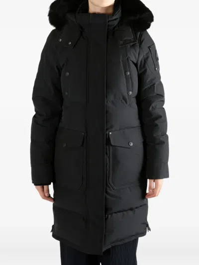 Moose Knuckles Hooded Coat In Black