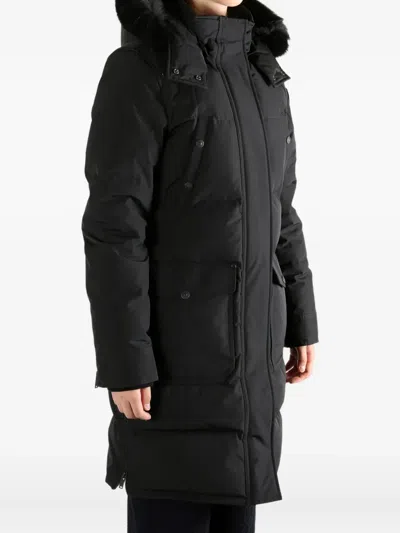 Moose Knuckles Hooded Coat In Black