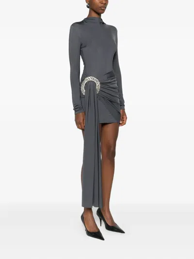 David Koma Embellished Draped Dress In Gray