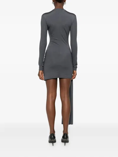 David Koma Embellished Draped Dress In Gray