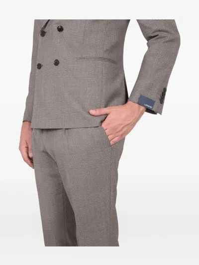 Lardini Double-breasted Checked-pattern Suit In Neutral