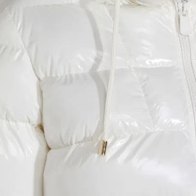 Pinko Quilted Coat Hood Drawstring Detail In White