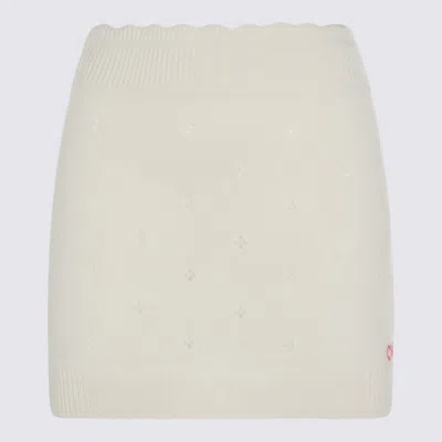 Chloé Cashmere Wool Mini Skirt With Ribbed Waistband In White