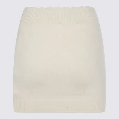 Chloé Cashmere Wool Mini Skirt With Ribbed Waistband In White
