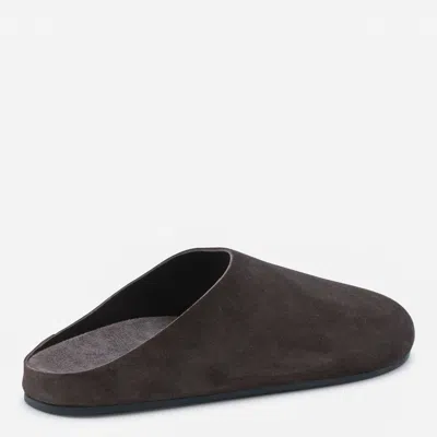 The Row Hudson Suede Leather Slide Sandal In Brown