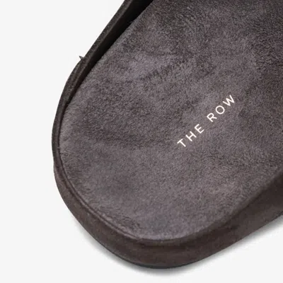 The Row Hudson Suede Leather Slide Sandal In Brown