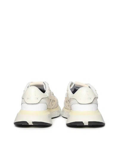 Premiata Beige And Cream Leather Sneakers With Textured Detailing In Neutral