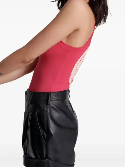 One Teaspoon Smiles Print Tank Top In Red