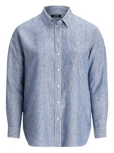 Ralph Lauren Striped Buttoned Shirt In Blue