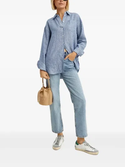 Ralph Lauren Striped Buttoned Shirt In Blue