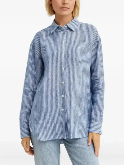 Ralph Lauren Striped Buttoned Shirt In Blue