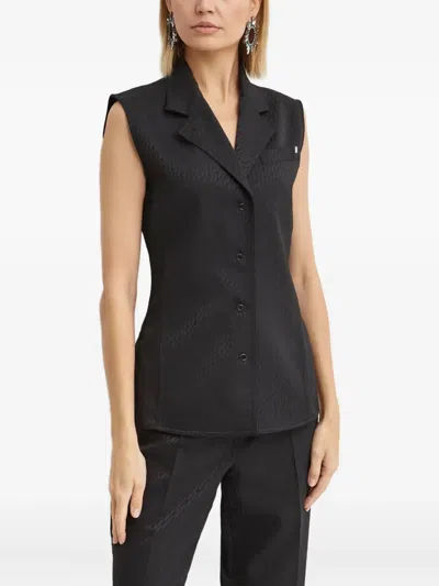 Helmut Lang Modest Single-breasted Wool Vest In Black