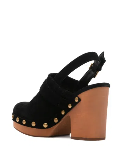 Kurt Geiger Studded Buckled Mules In Black