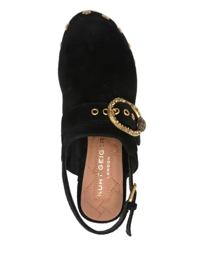 Kurt Geiger Studded Buckled Mules In Black