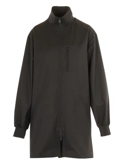 Y-3 Zip Three-stripe Coat In Black
