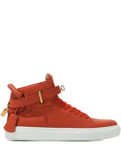 Buscemi Padlock Leather Sneakers In Orange