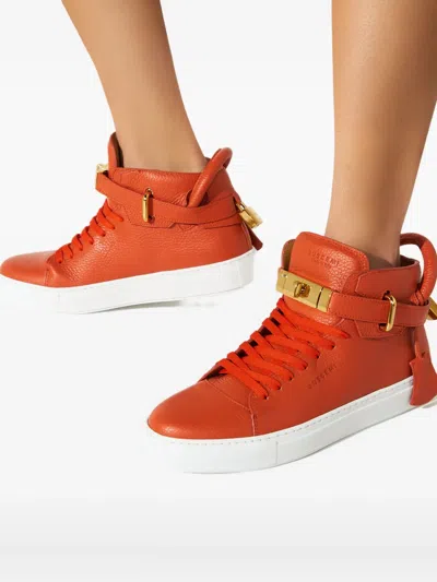 Buscemi Padlock Leather Sneakers In Orange