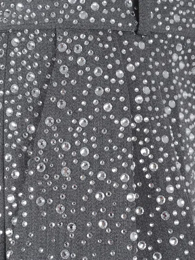 Alex Perry Crystal-embellishment Trousers In Gray