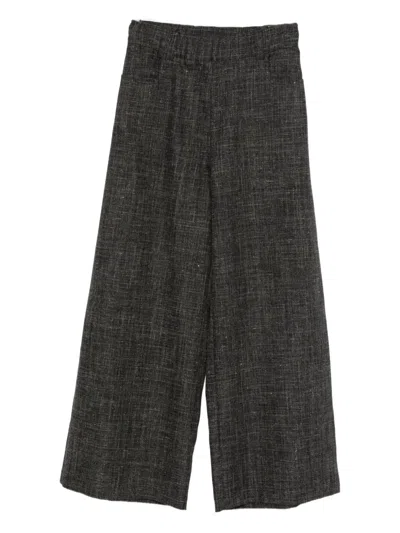Alysi Tailored Wide-leg Pants With Textured Check Pattern In Black