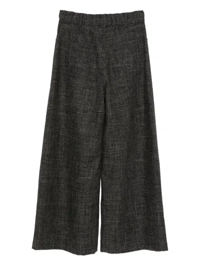 Alysi Tailored Wide-leg Pants With Textured Check Pattern In Black