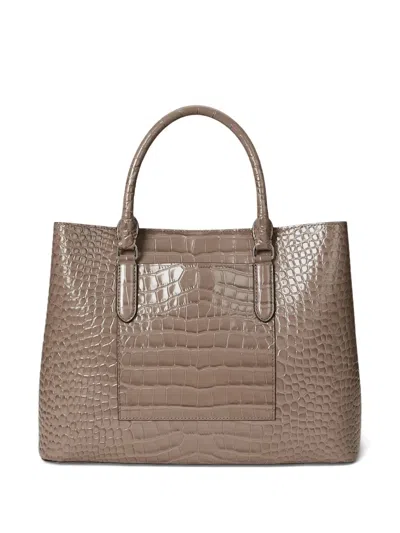 Ralph Lauren Marcy Large Embossed Leather Satchel In Neutral