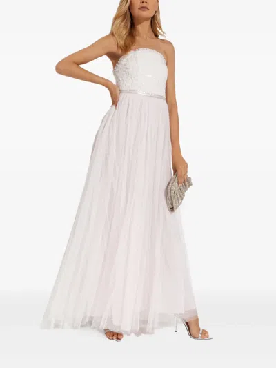 Needle & Thread Sequin Detail Strapless Maxi Dress In White