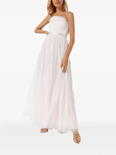 Needle & Thread Sequin Detail Strapless Maxi Dress In White