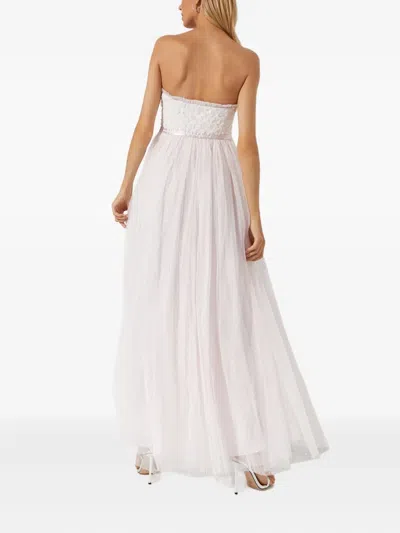 Needle & Thread Sequin Detail Strapless Maxi Dress In White