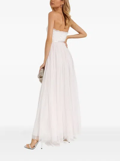 Needle & Thread Sequin Detail Strapless Maxi Dress In White