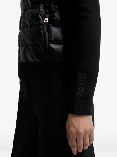 Moncler Wool Padded Cardigan With Zip In Black