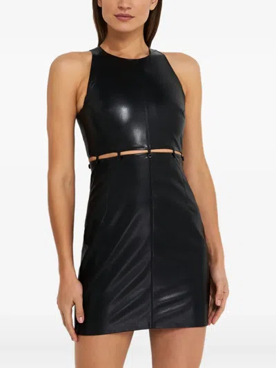 Nanushka Layan With Button And Loop Detail Waist Mini Dress In Black