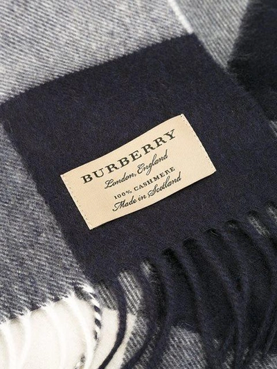 Shop Burberry The Large Classic Cashmere Scarf In Check In Blue