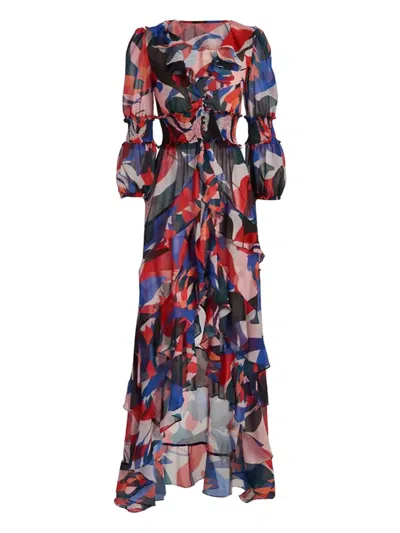 Patbo Ruffled-printed Asymetric Dress In Multi