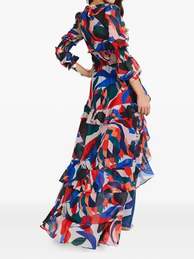 Patbo Ruffled-printed Asymetric Dress In Multi