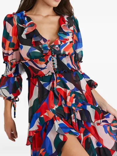 Patbo Ruffled-printed Asymetric Dress In Multi