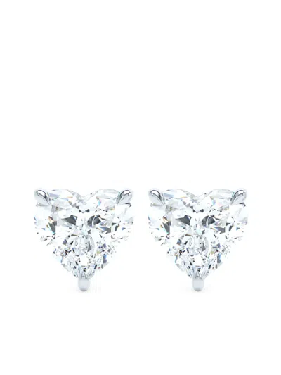 Loev 18kt Recycled White Gold The Heart Stud Earrings In Silver