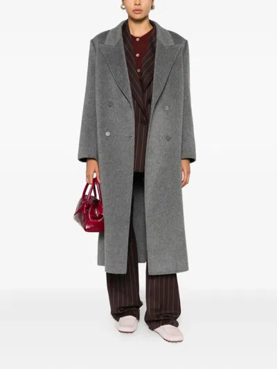 Isabelle Blanche Double-breasted Coat In Gray