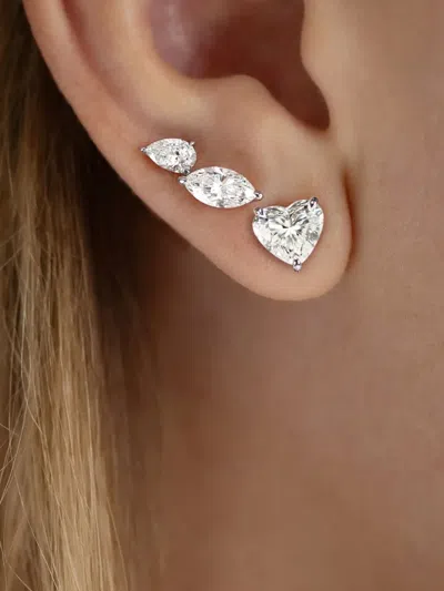 Loev 18kt Recycled White Gold The Heart Stud Earrings In Silver