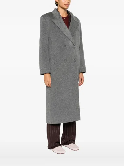 Isabelle Blanche Double-breasted Coat In Gray