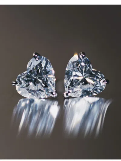 Loev 18kt Recycled White Gold The Heart Stud Earrings In Silver