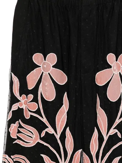 Biyan Floral-embroidered Trousers In Black