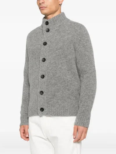 Filippo De Laurentiis Buttoned Wool Cardigan In Gray
