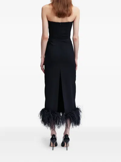 16arlington Minelli Feather-trim Midi Dress In Black