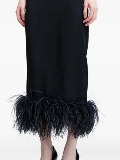 16arlington Minelli Feather-trim Midi Dress In Black